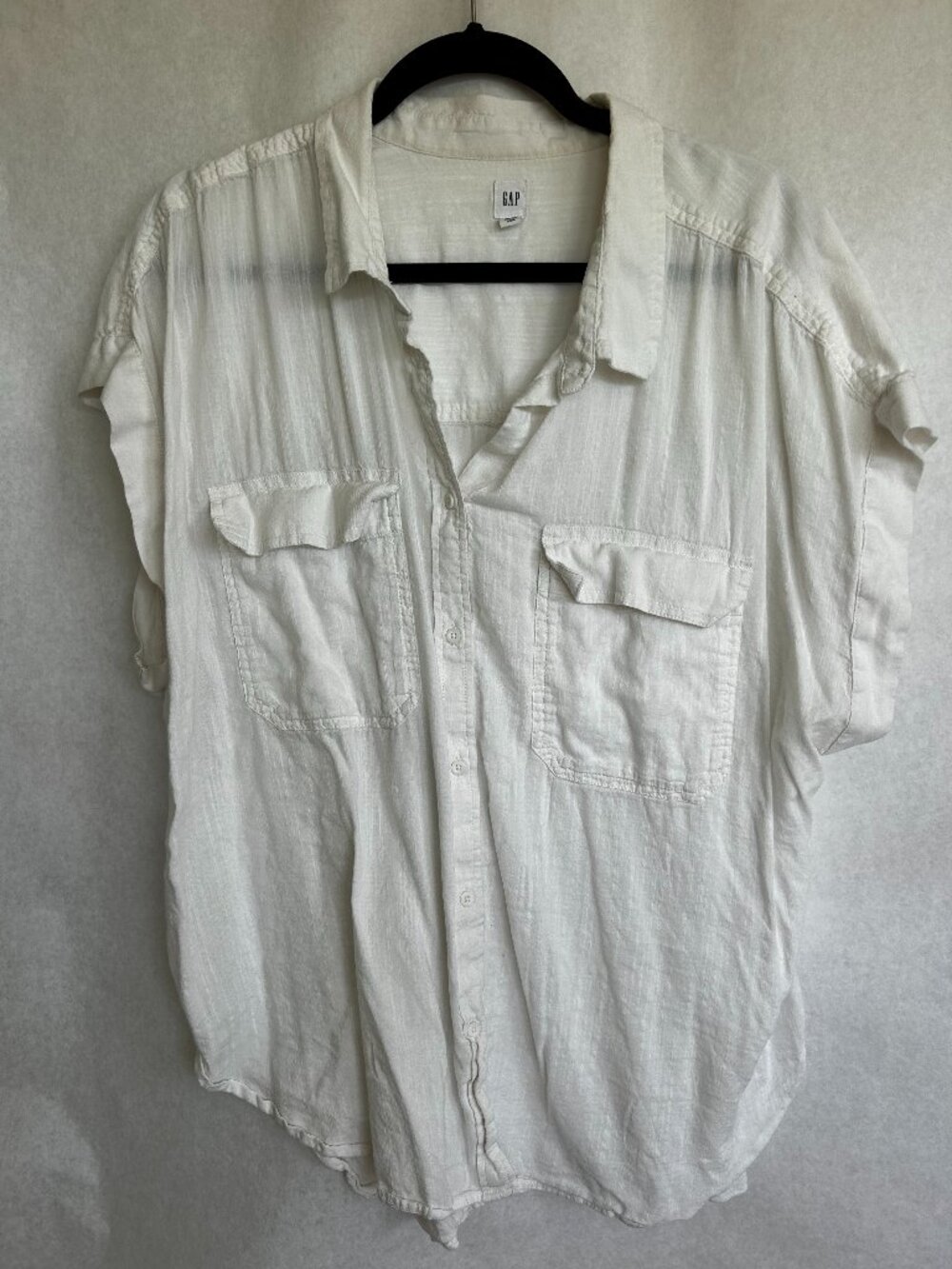 Gap White Oversized Utility Button-Down Shirt XXL